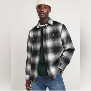 BNWOT Old Navy men’s soft-brushed plaid shacket, size S